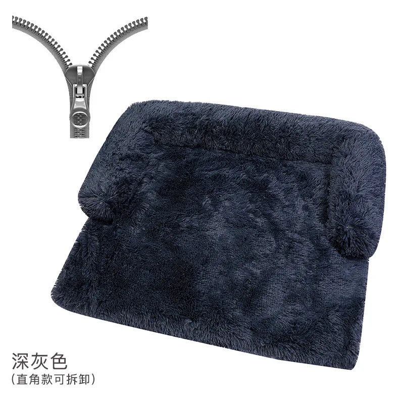 Soft Plush Dog Mat Sofa Pet Couch Mat for Dogs Plush Cushion Furniture Protector Pet Cover Removable Dog Blanket with Zipper