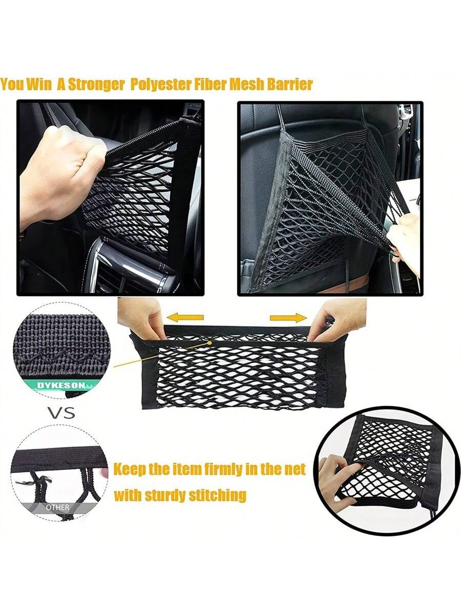 1Pc Keep Your Kids & Pets on the Road - Dog Car Net Barrier with Auto Mesh Organizer & Stretchable Storage Bag Dog Car Seat Car Seat Covers Dog Car Seat Cover Pet Car Seat