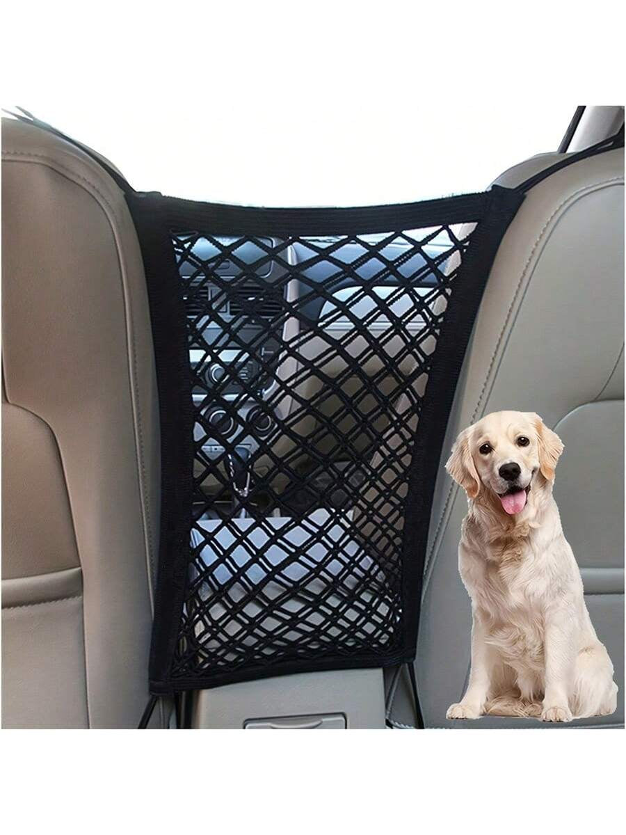 1Pc Keep Your Kids & Pets on the Road - Dog Car Net Barrier with Auto Mesh Organizer & Stretchable Storage Bag Dog Car Seat Car Seat Covers Dog Car Seat Cover Pet Car Seat