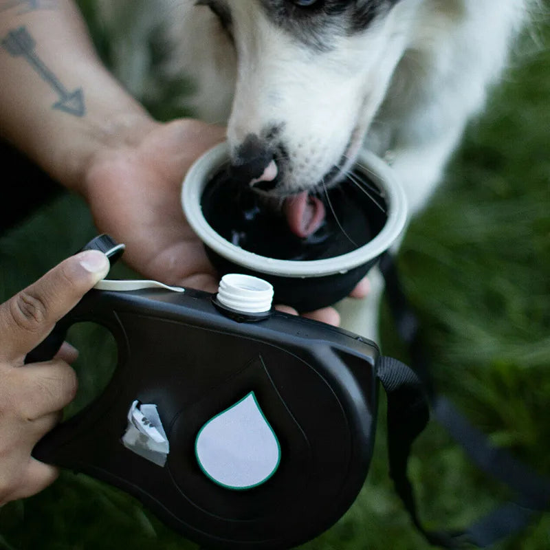 Multifunction Small Pet Dog Leash Rope for Big Dog Collar with Built-In Water Bottle Bowl Waste Bag Dispenser Dog Accessories