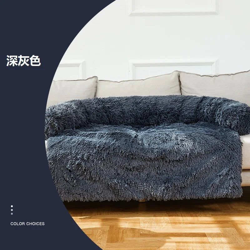 Soft Plush Dog Mat Sofa Pet Couch Mat for Dogs Plush Cushion Furniture Protector Pet Cover Removable Dog Blanket with Zipper