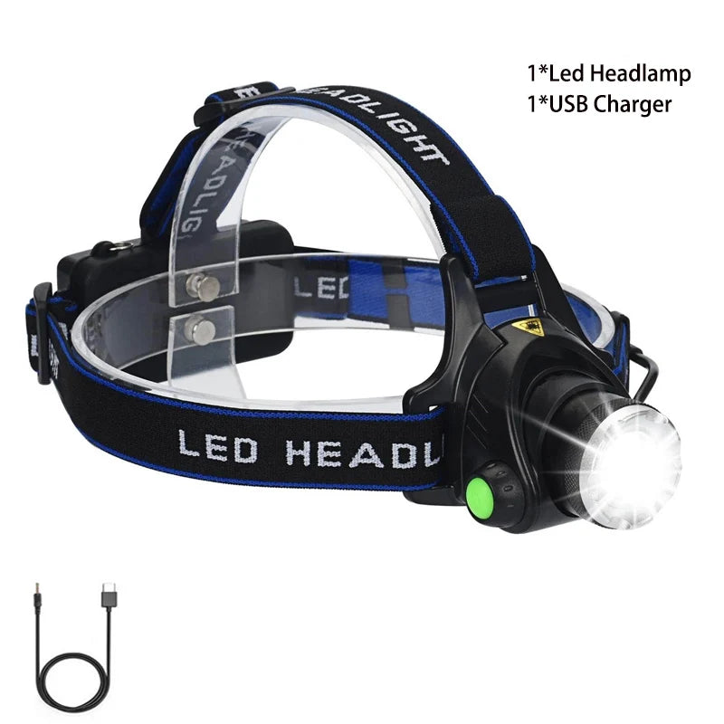 ZK30 Rechargeable LED Headlamp Headlight Head Lamp/Light Frontale 18650 Battery Head Flashlight Lanterns for Camping Running