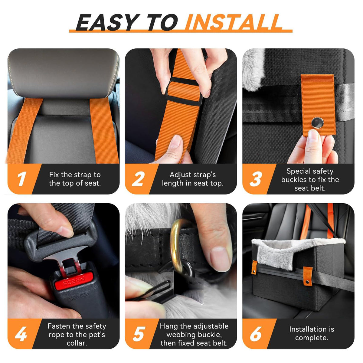 Portable Small Dog Car Seat Dog Booster Seat for Car with Clip-On Safety Leash Perfect for Small Pets Pet Products