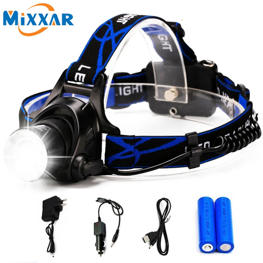 ZK30 Rechargeable LED Headlamp Headlight Head Lamp/Light Frontale 18650 Battery Head Flashlight Lanterns for Camping Running