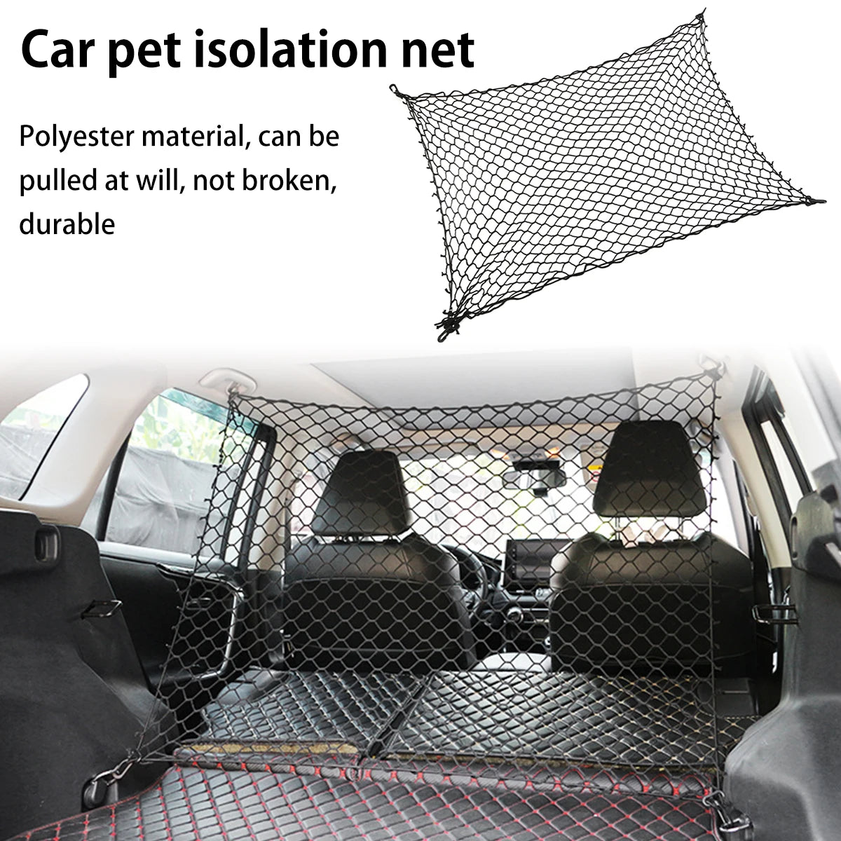 Car Dog Barrier Net with Hooks Durable Dog Car Safety Barrier Net Reusable Foldable Dog Fence Barrier for Cars Suvs Trucks Vans