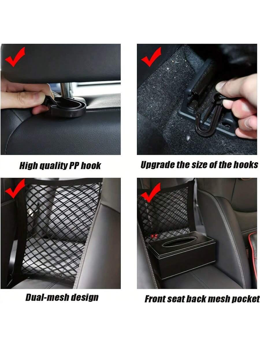 1Pc Keep Your Kids & Pets on the Road - Dog Car Net Barrier with Auto Mesh Organizer & Stretchable Storage Bag Dog Car Seat Car Seat Covers Dog Car Seat Cover Pet Car Seat