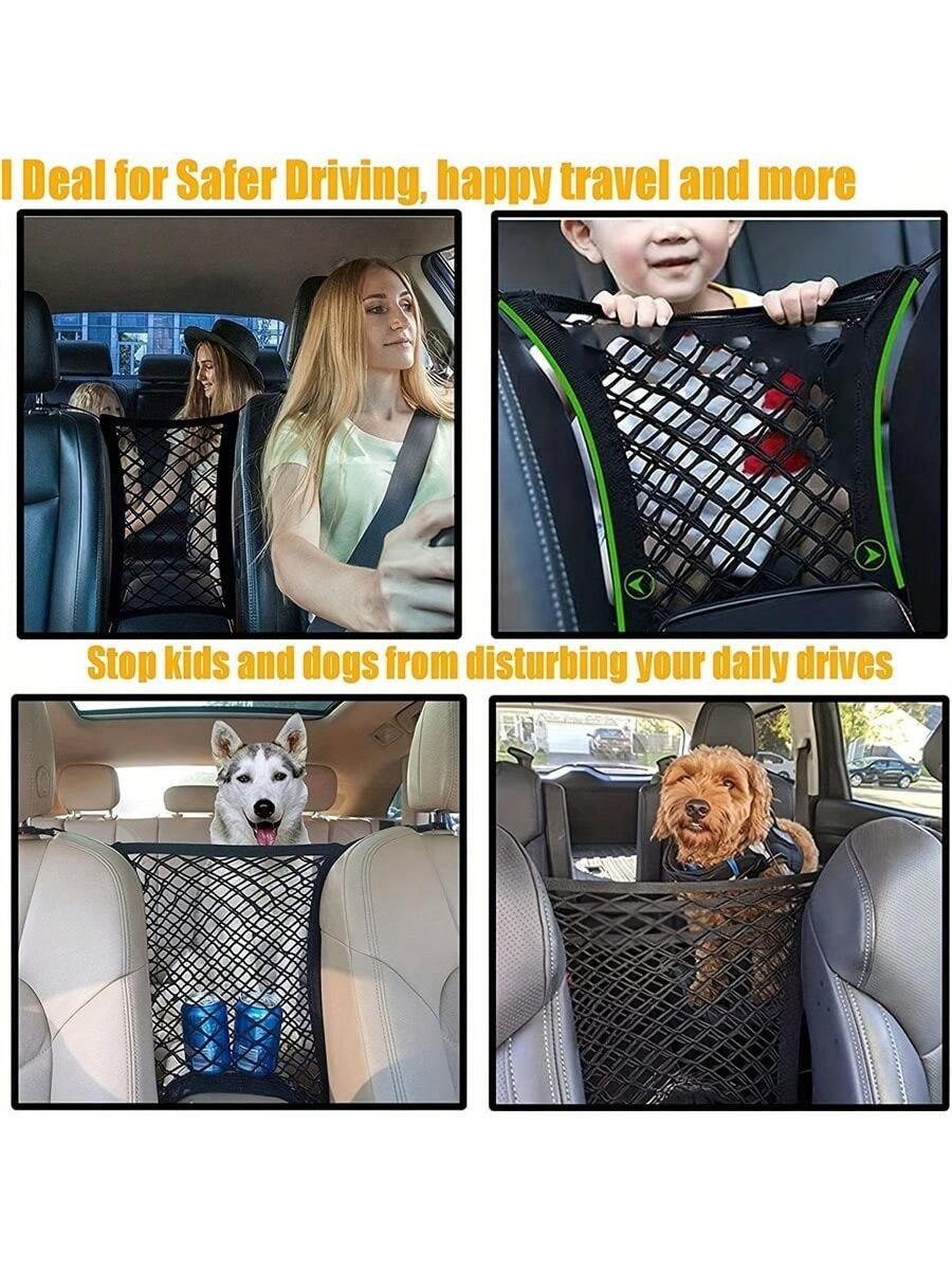 1Pc Keep Your Kids & Pets on the Road - Dog Car Net Barrier with Auto Mesh Organizer & Stretchable Storage Bag Dog Car Seat Car Seat Covers Dog Car Seat Cover Pet Car Seat