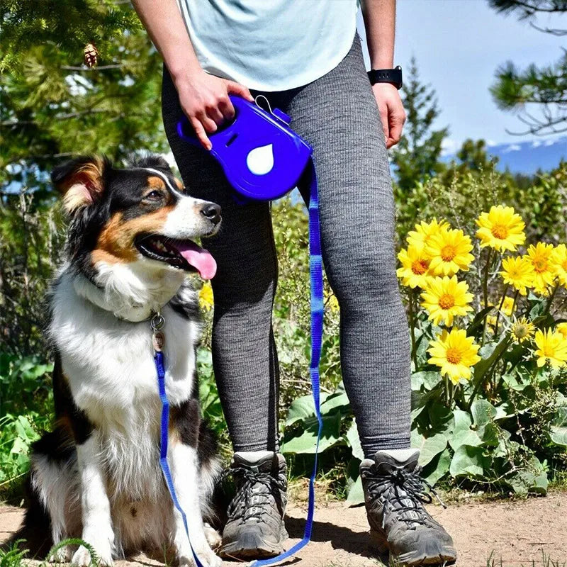 Multifunction Small Pet Dog Leash Rope for Big Dog Collar with Built-In Water Bottle Bowl Waste Bag Dispenser Dog Accessories