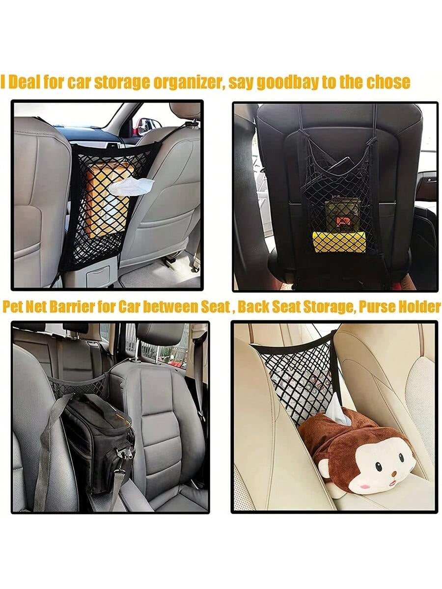 1Pc Keep Your Kids & Pets on the Road - Dog Car Net Barrier with Auto Mesh Organizer & Stretchable Storage Bag Dog Car Seat Car Seat Covers Dog Car Seat Cover Pet Car Seat