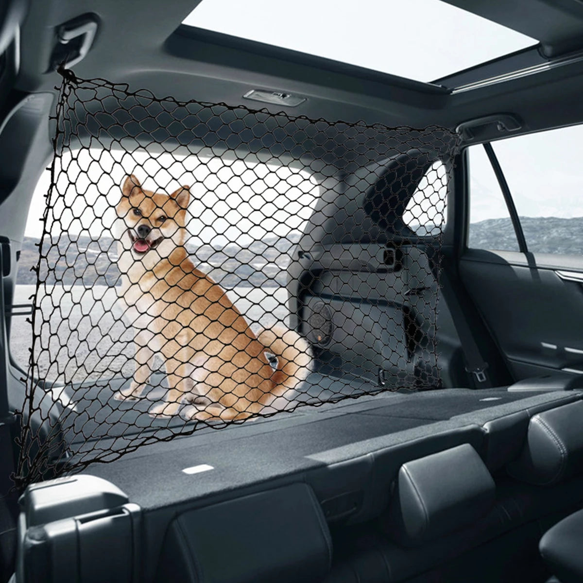 Car Dog Barrier Net with Hooks Durable Dog Car Safety Barrier Net Reusable Foldable Dog Fence Barrier for Cars Suvs Trucks Vans