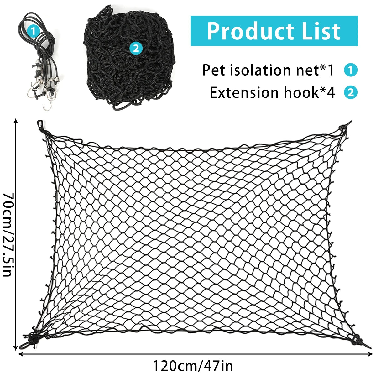 Car Dog Barrier Net with Hooks Durable Dog Car Safety Barrier Net Reusable Foldable Dog Fence Barrier for Cars Suvs Trucks Vans